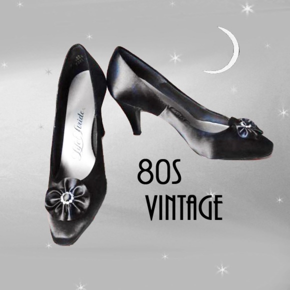 black satin shoes with rhinestones